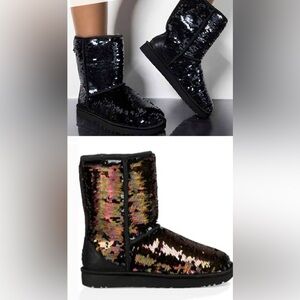 UGG Black and Multicolor Sequin Boots